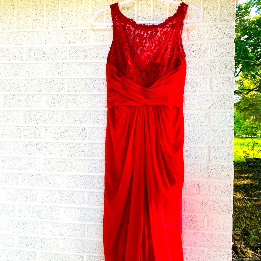 Red bridesmaid dress | David’s bridal